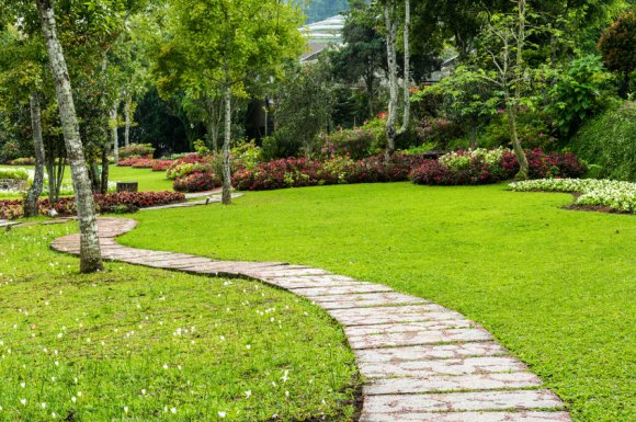 Réalisation et création d'allée de jardin bordée de rochers à Sommières